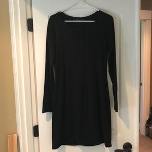 Prana long sleeve black cotton A-line dress